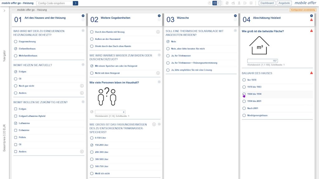 screenshot mobile offer lite Konfigurator