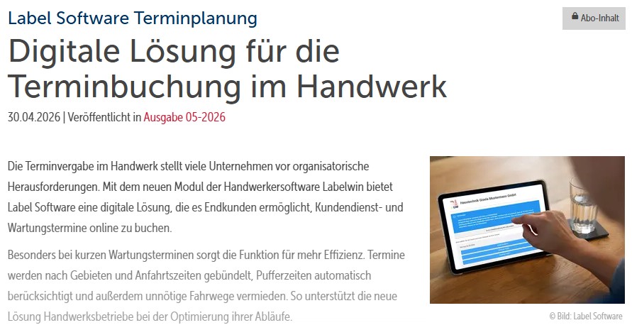 Artikel SBZ Monteur Online Terminplanung Artikel SBZ Monteur Online Terminplanung